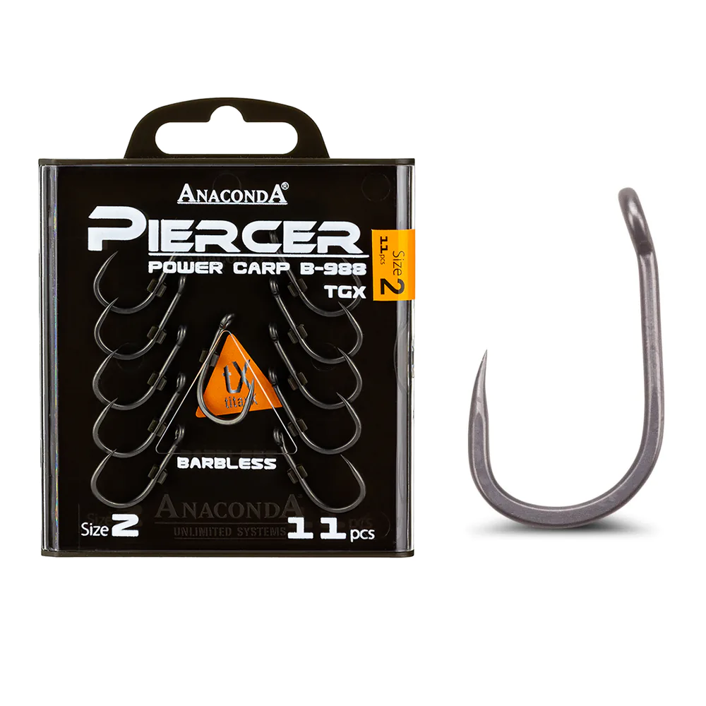 Anaconda Piercer Power Carp B-988 TGX szakáll nélküli bojlis horog, #4, 11db